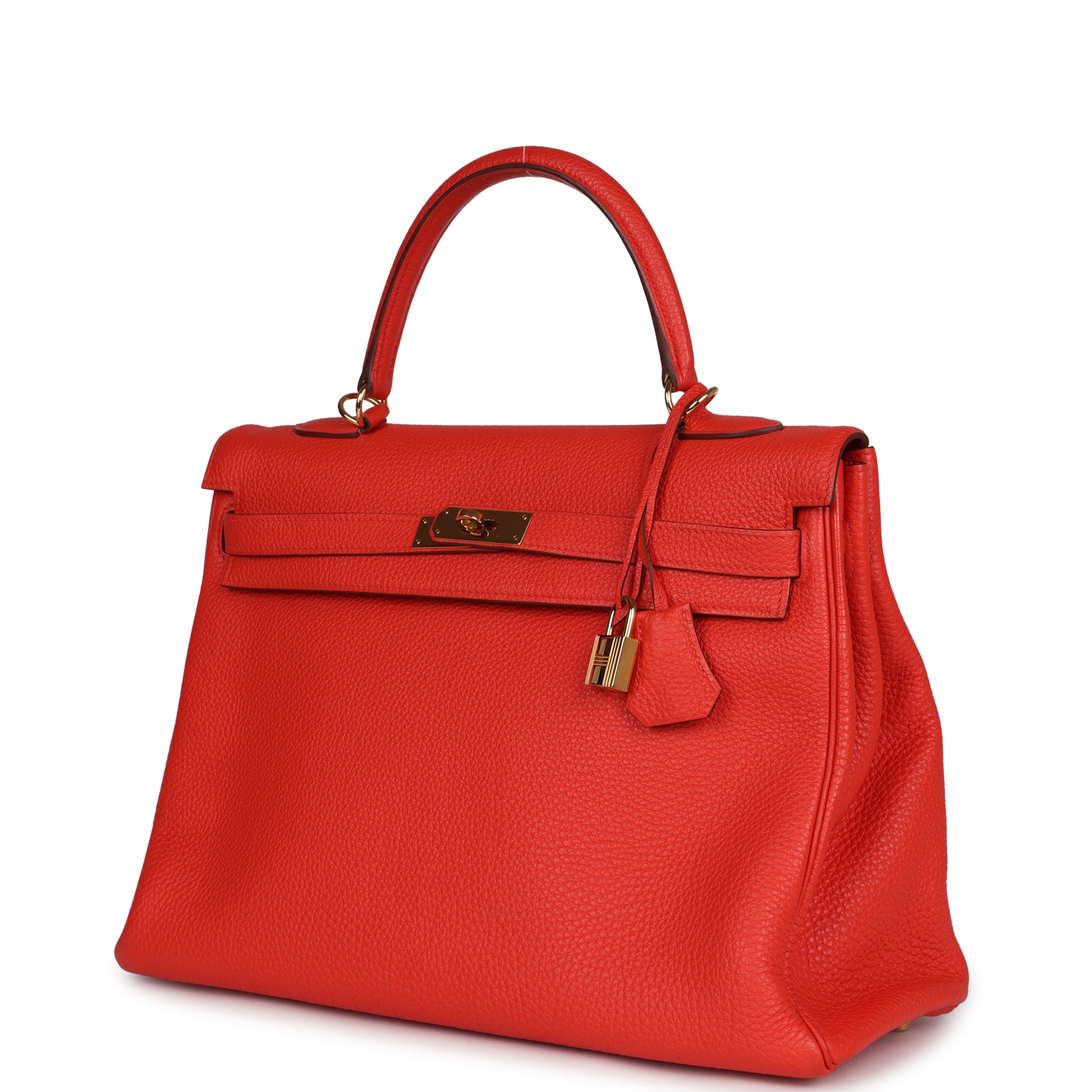 Pre-owned Hermes Kelly Retourne 35 Capucine Togo Gold Hardware