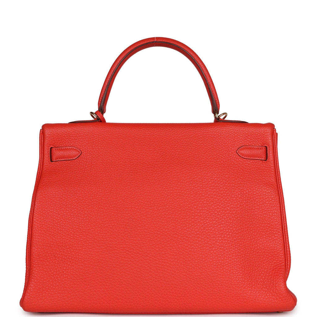 Pre-owned Hermes Kelly Retourne 35 Capucine Togo Gold Hardware