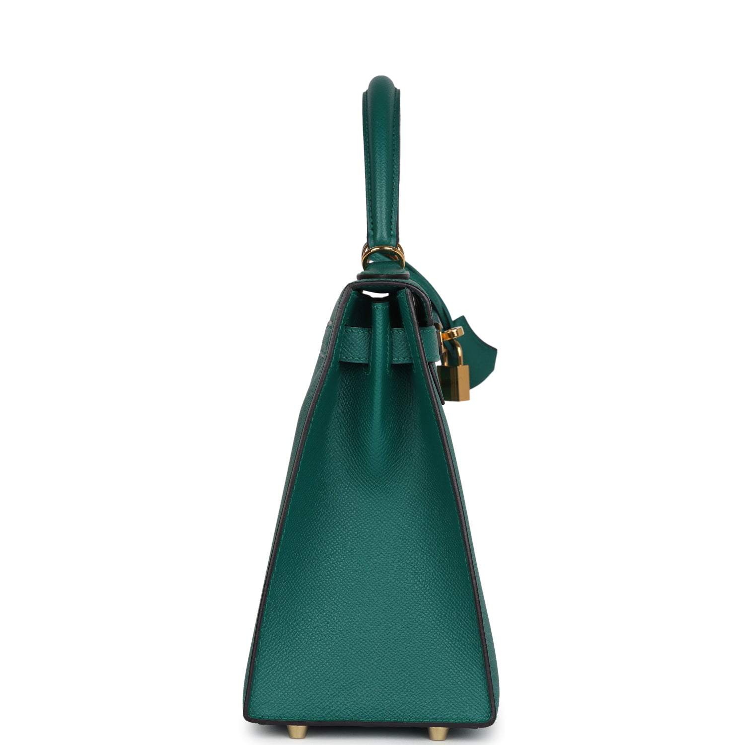 Pre-owned Hermes Kelly Sellier 28 Malachite Epsom Gold Hardware