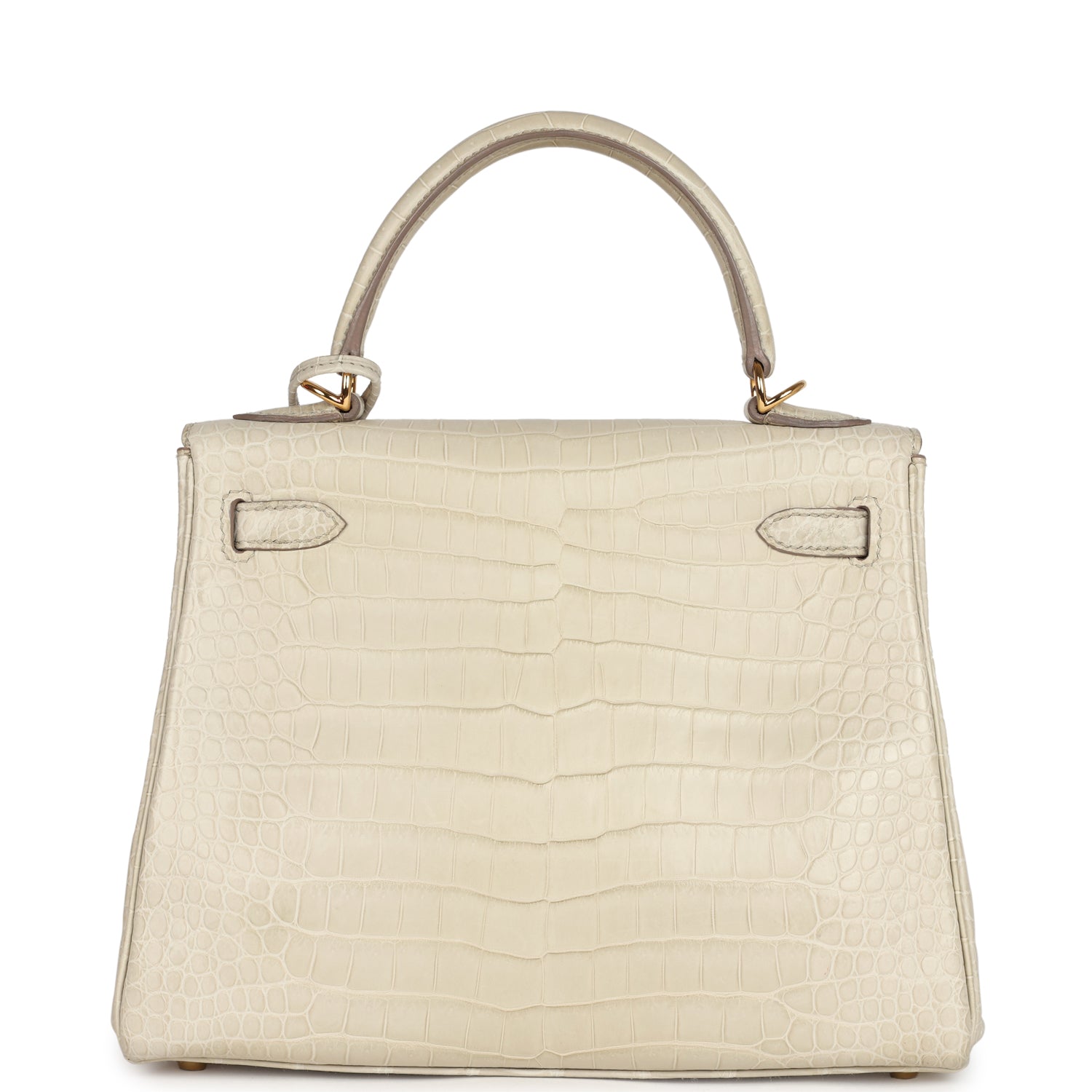 Pre-owned Hermes Kelly Retourne 25 Beton Matte Alligator Gold Hardware