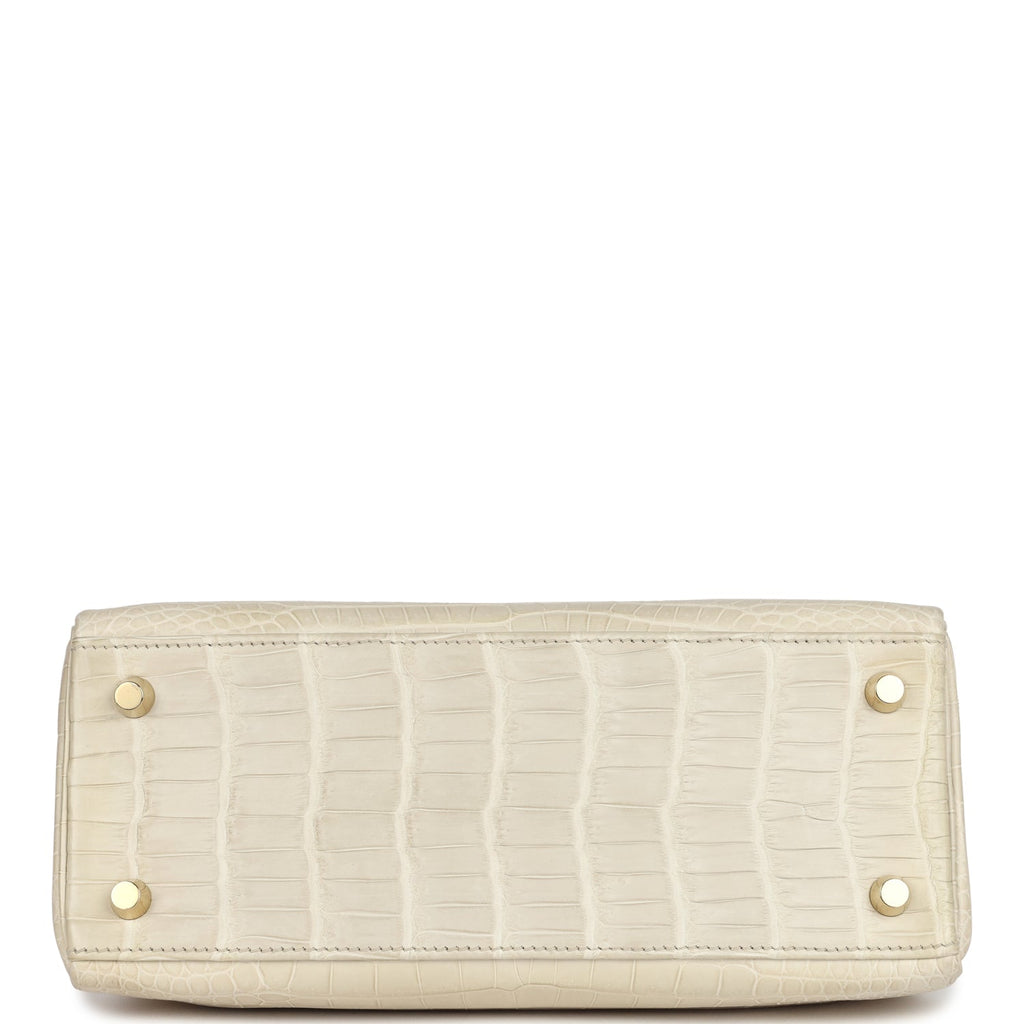 Pre-owned Hermes Kelly Retourne 25 Beton Matte Alligator Gold Hardware