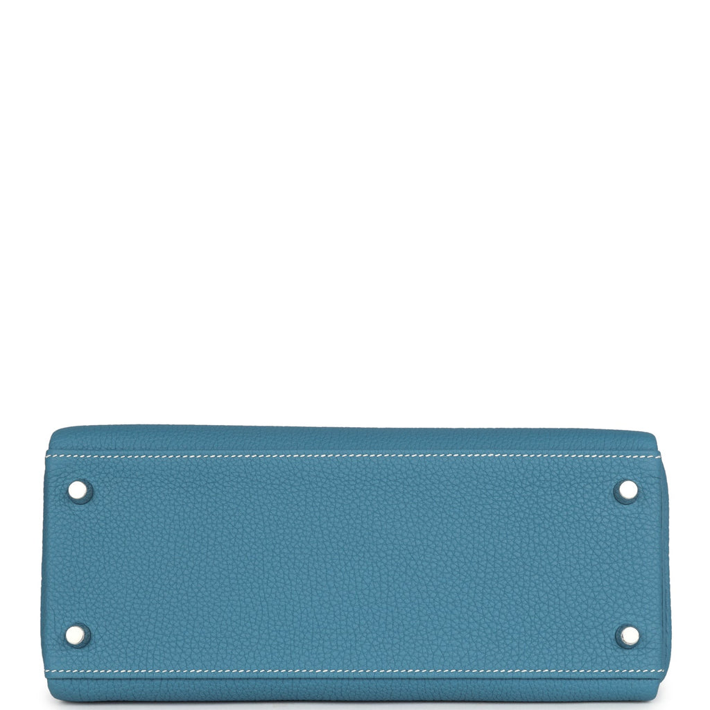 Hermes Kelly Retourne 28 Blue Jean Togo Palladium Hardware
