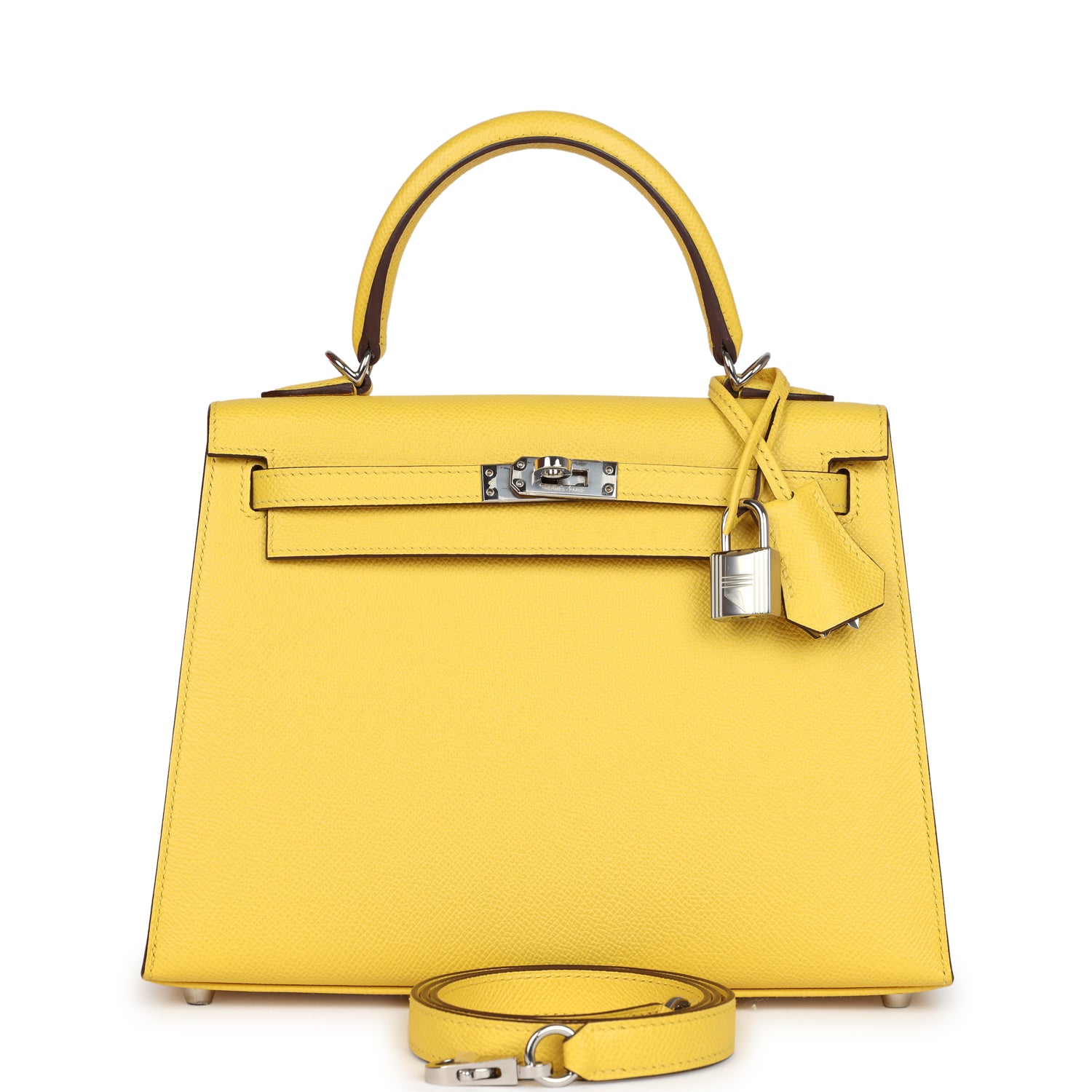 New Hermes Kelly Sellier 25 Jaune De Naples Epsom Palladium Hardware