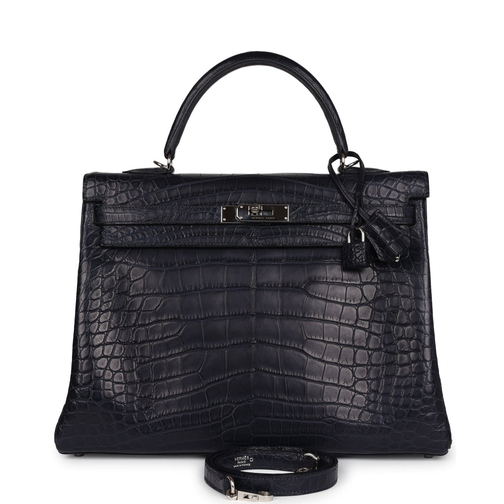 Payment 1 - Hermes Kelly Retourne 35 Bleu Indigo Matte Alligator Palladium Hardware
