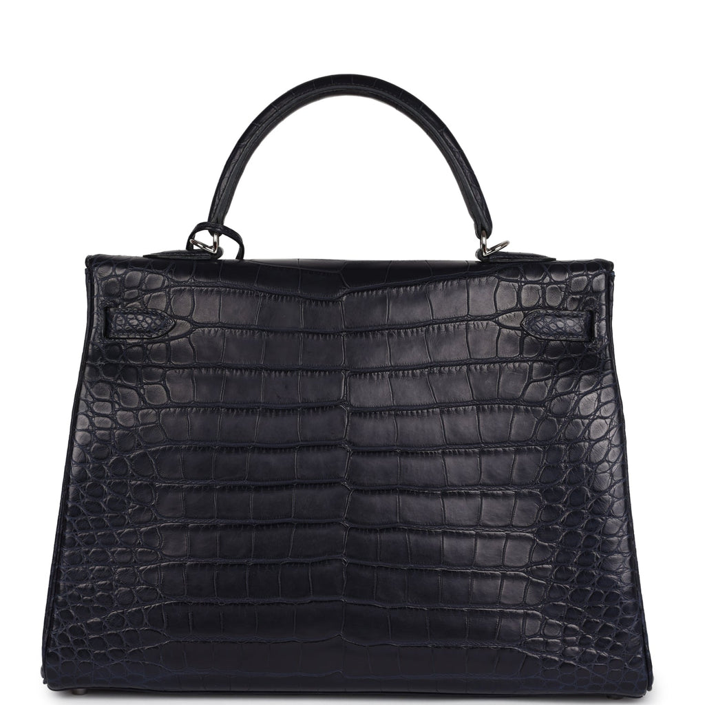 Payment 1 - Hermes Kelly Retourne 35 Bleu Indigo Matte Alligator Palladium Hardware