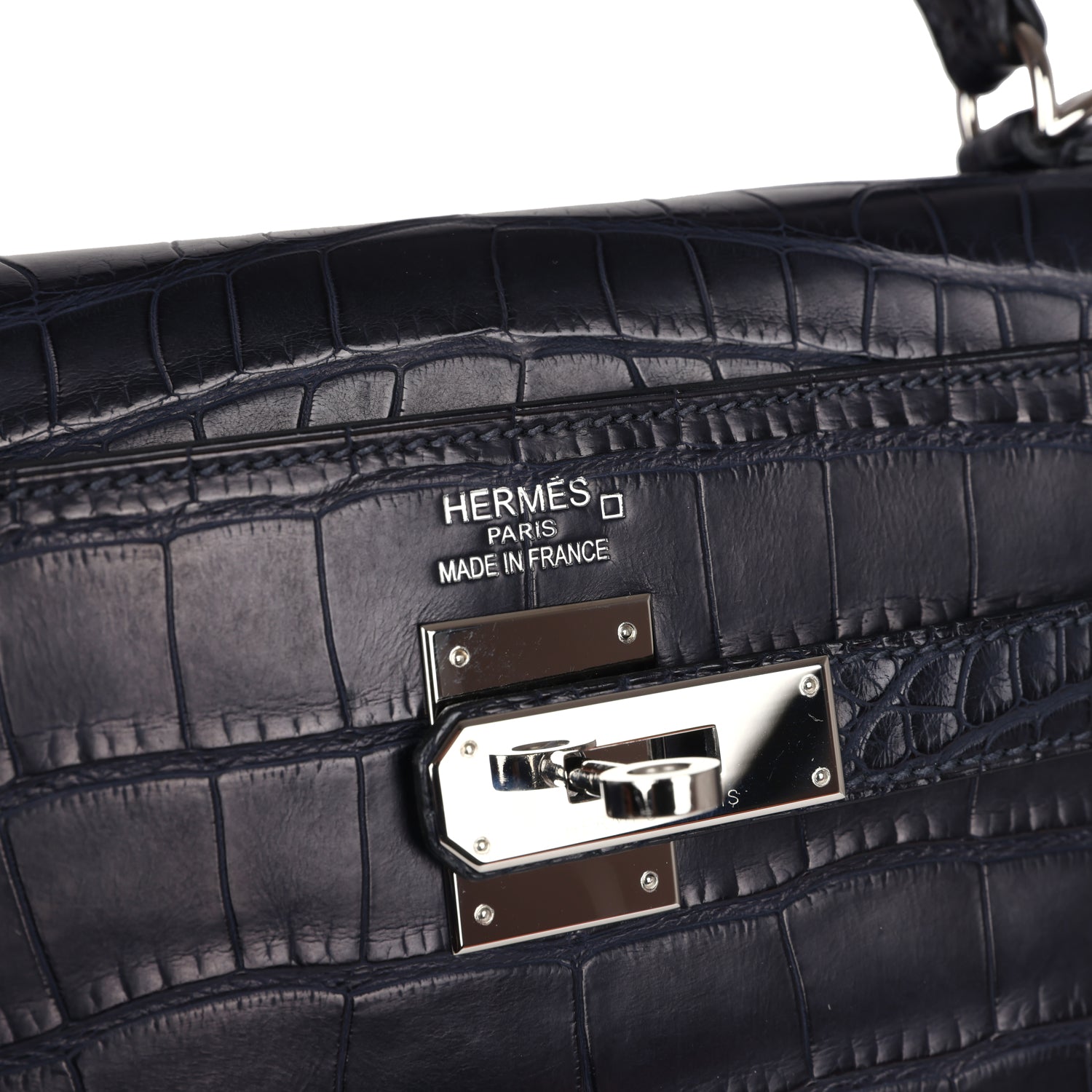 Payment 3 - Hermes Kelly Retourne 35 Bleu Indigo Matte Alligator Palladium Hardware