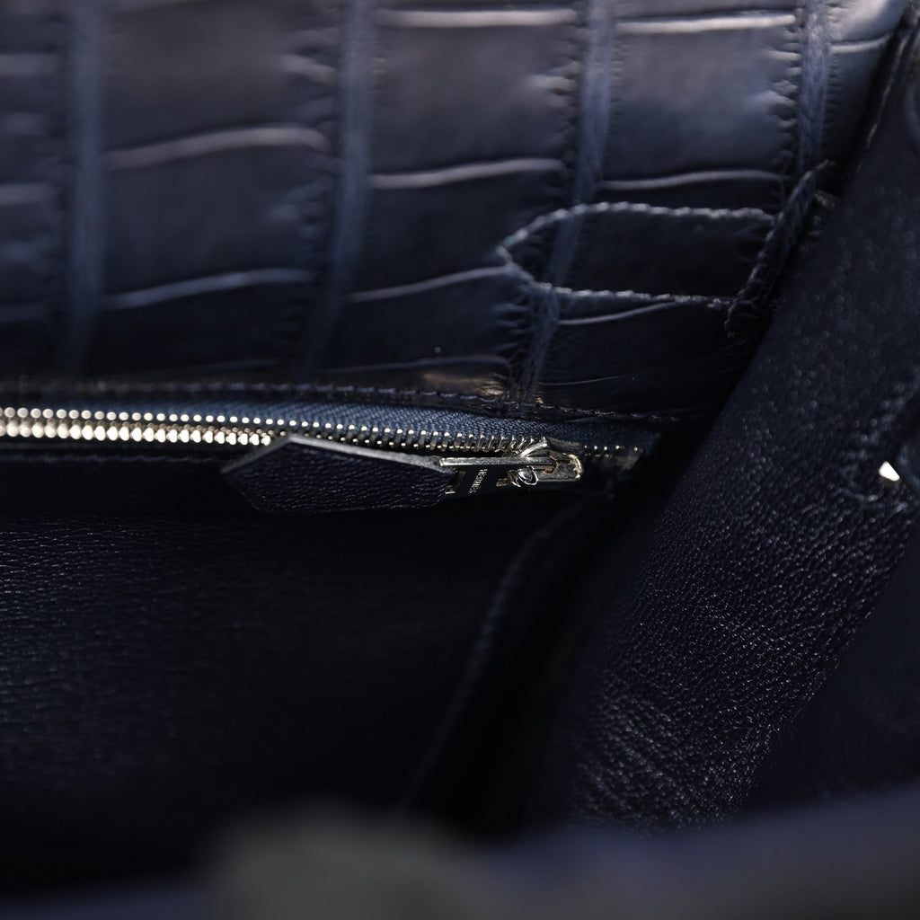 Hermes Kelly Retourne 35 Bleu Indigo Matte Alligator Palladium Hardware