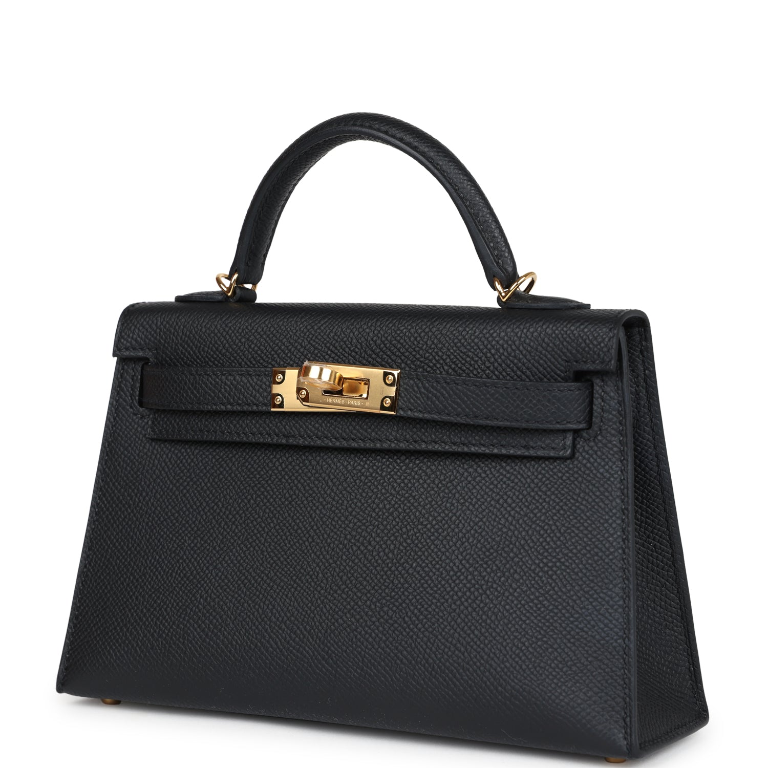 Hermes Kelly Sellier 20 Black Epsom Gold Hardware