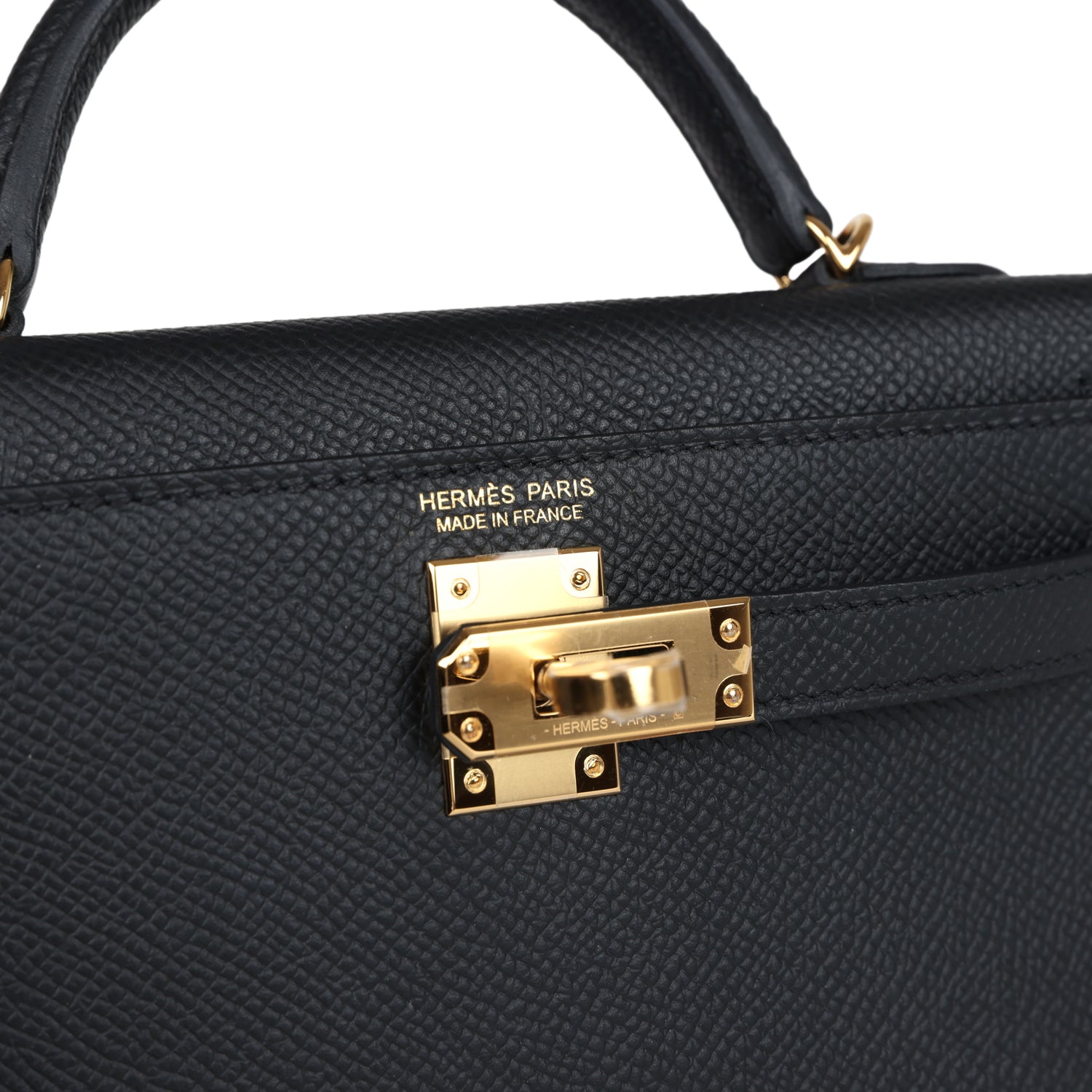 Hermes Kelly Sellier 20 Black Epsom Gold Hardware