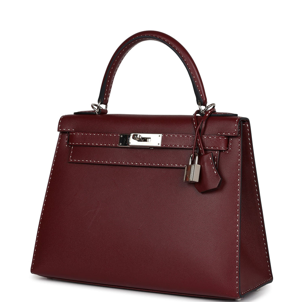Hermes "Miss You" Kelly Sellier 28 Rouge H Monsieur Palladium Hardware