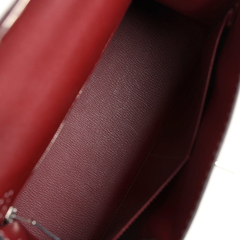 Hermes "Miss You" Kelly Sellier 28 Rouge H Monsieur Palladium Hardware