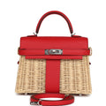 Hermes Mini Picnic Kelly 20 Rouge De Coeur Swift Palladium Hardware
