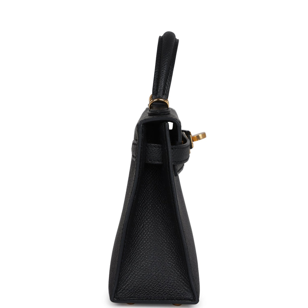 Hermes Kelly Sellier 20 Black Epsom Gold Hardware
