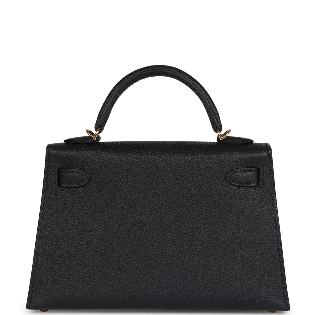 Hermes Kelly Sellier 20 Black Epsom Gold Hardware
