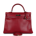 Pre-owned Hermes Kelly Ghillies Retourne 35 Rubis Tadelakt Permabrass Hardware