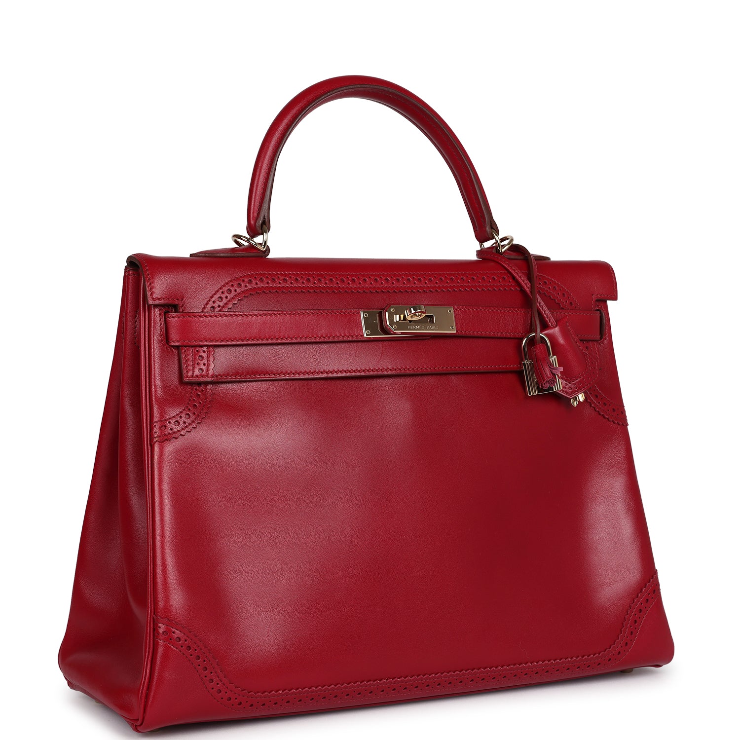 Pre-owned Hermes Kelly Ghillies Retourne 35 Rubis Tadelakt Permabrass Hardware