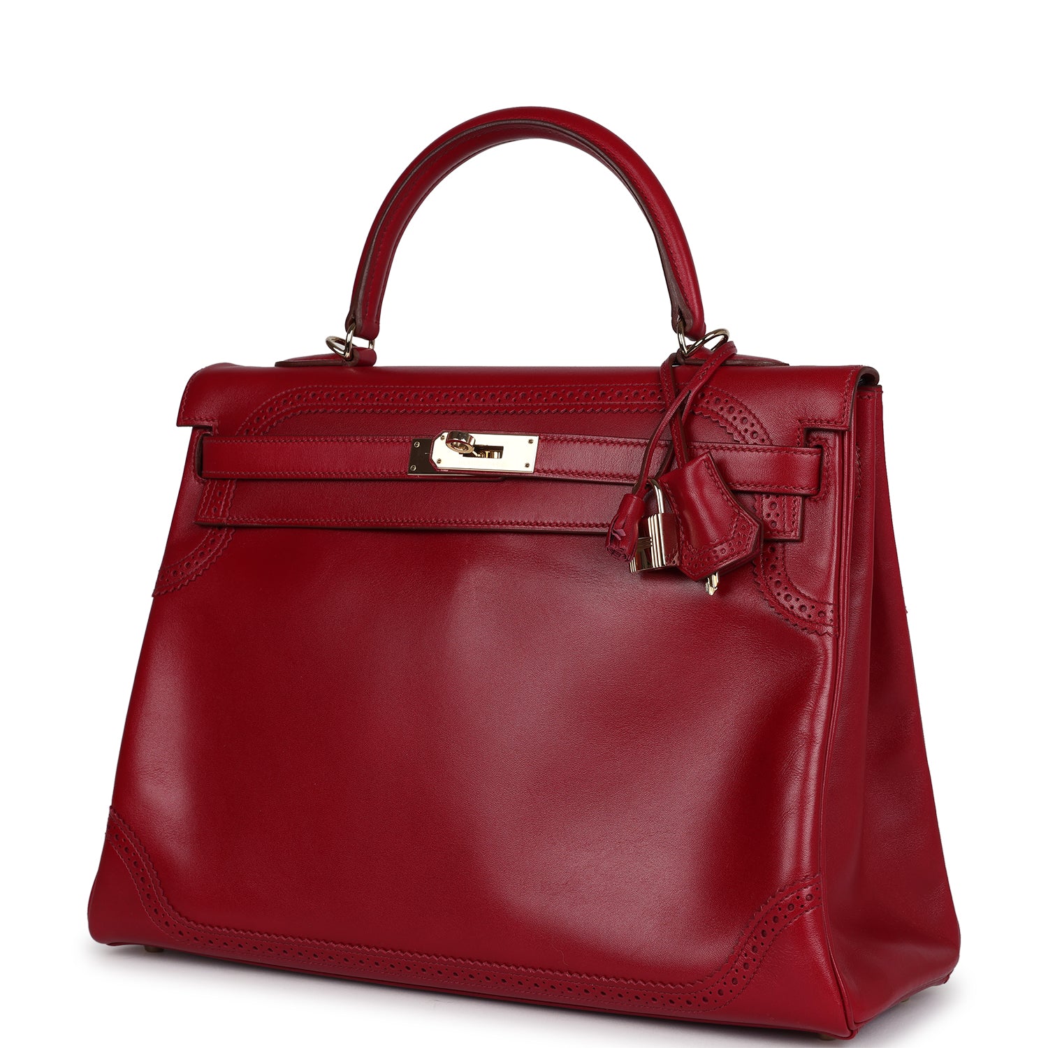 Pre-owned Hermes Kelly Ghillies Retourne 35 Rubis Tadelakt Permabrass Hardware