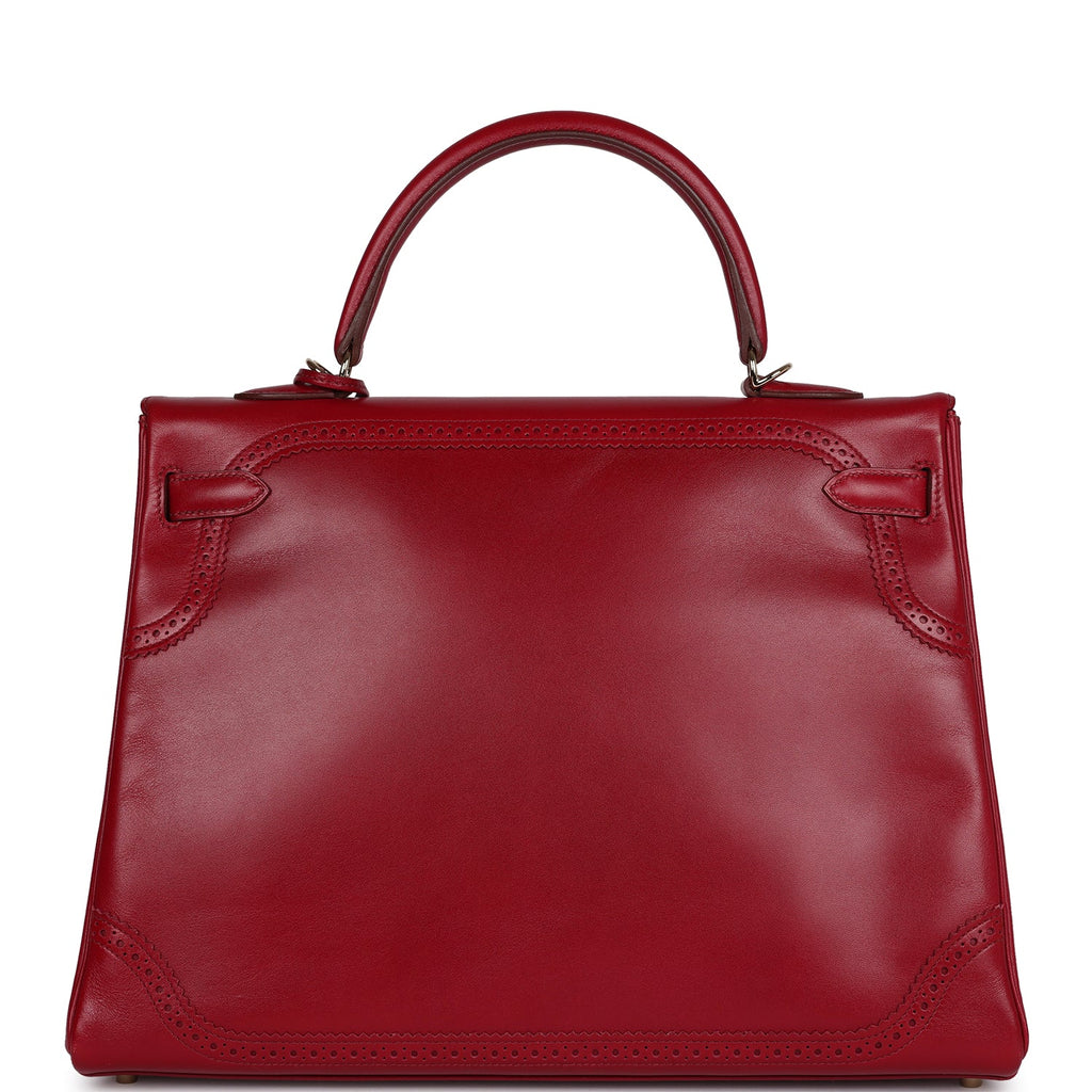 Pre-owned Hermes Kelly Ghillies Retourne 35 Rubis Tadelakt Permabrass Hardware