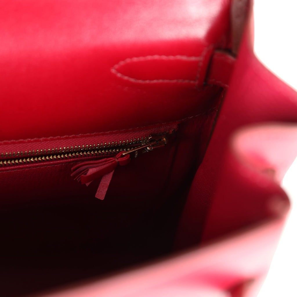 Pre-owned Hermes Kelly Ghillies Retourne 35 Rubis Tadelakt Permabrass Hardware