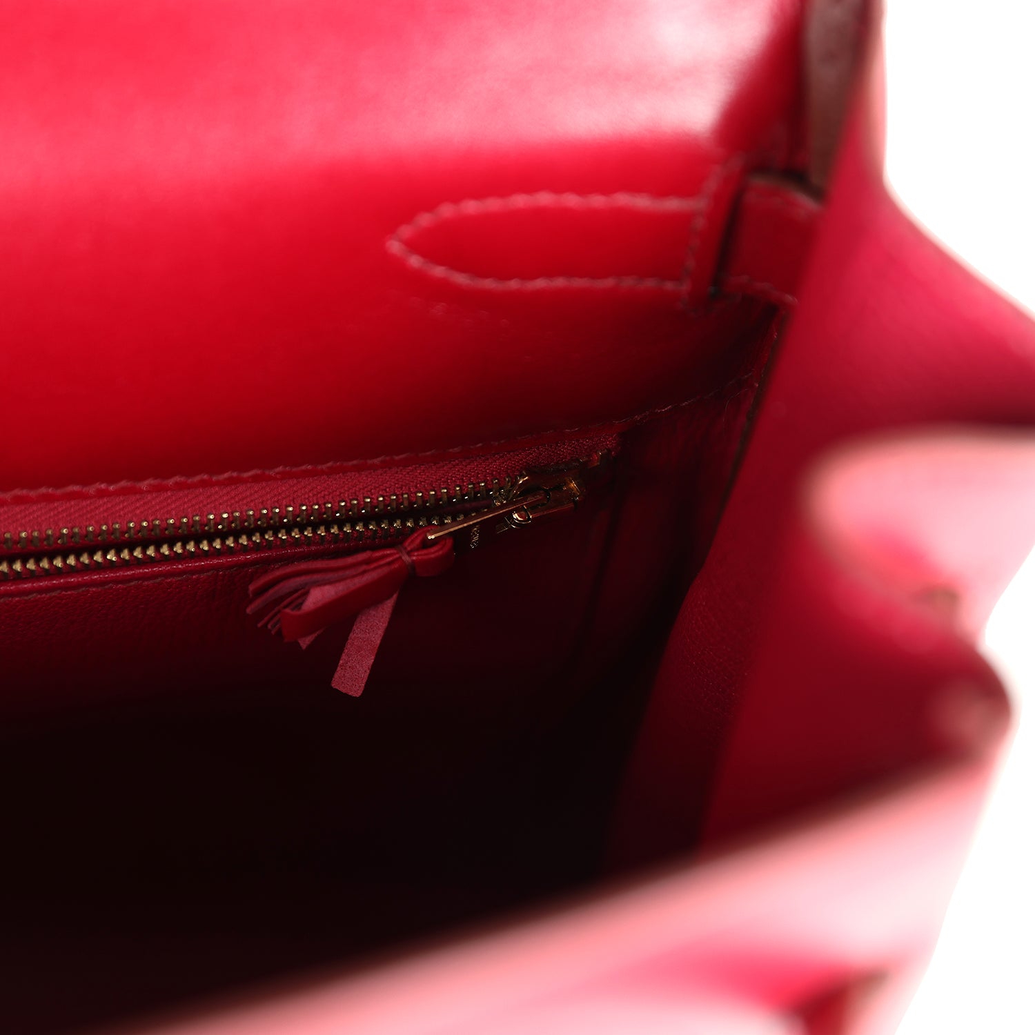 Pre-owned Hermes Kelly Ghillies Retourne 35 Rubis Tadelakt Permabrass Hardware