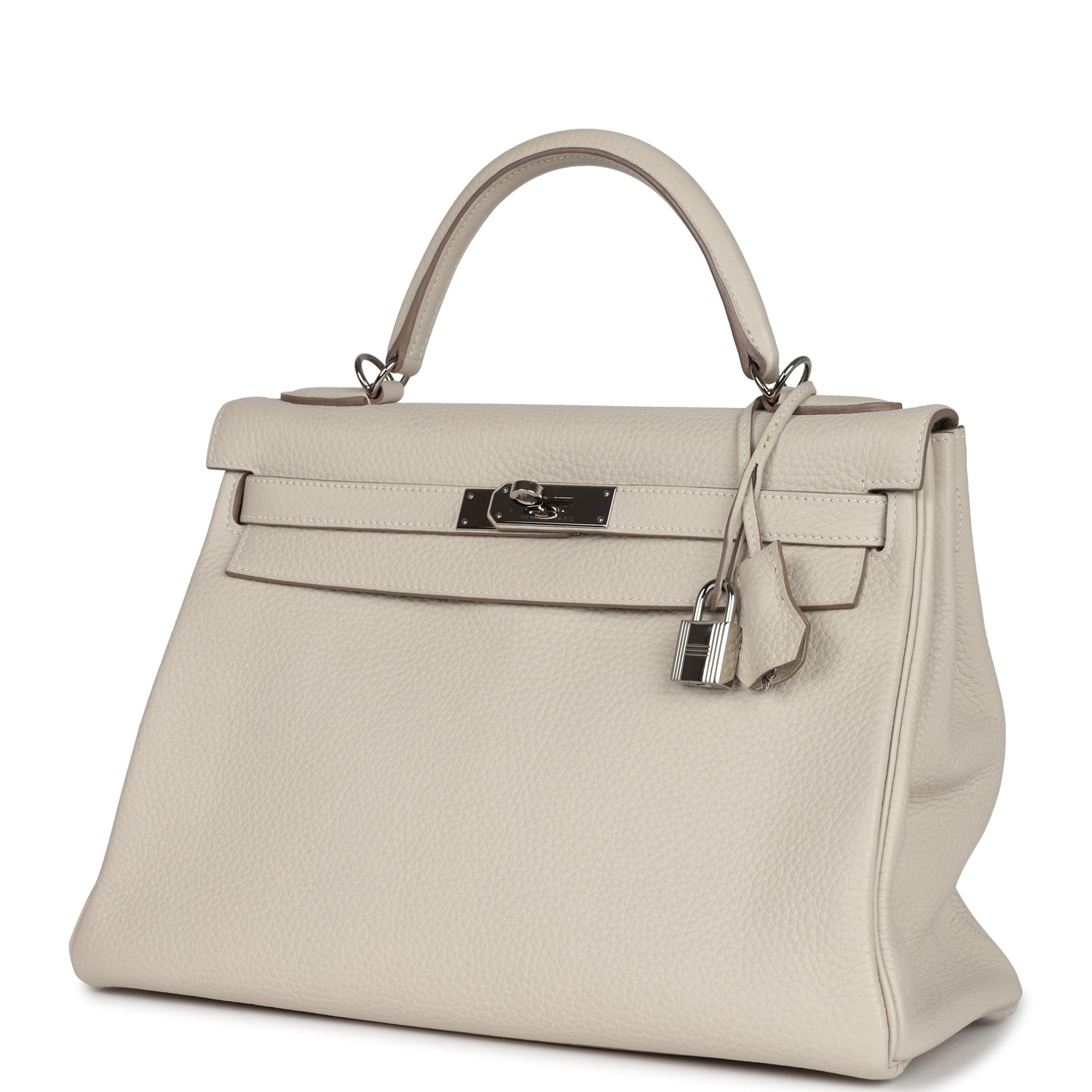 New Hermes Kelly Retourne 32 Craie Togo Palladium Hardware