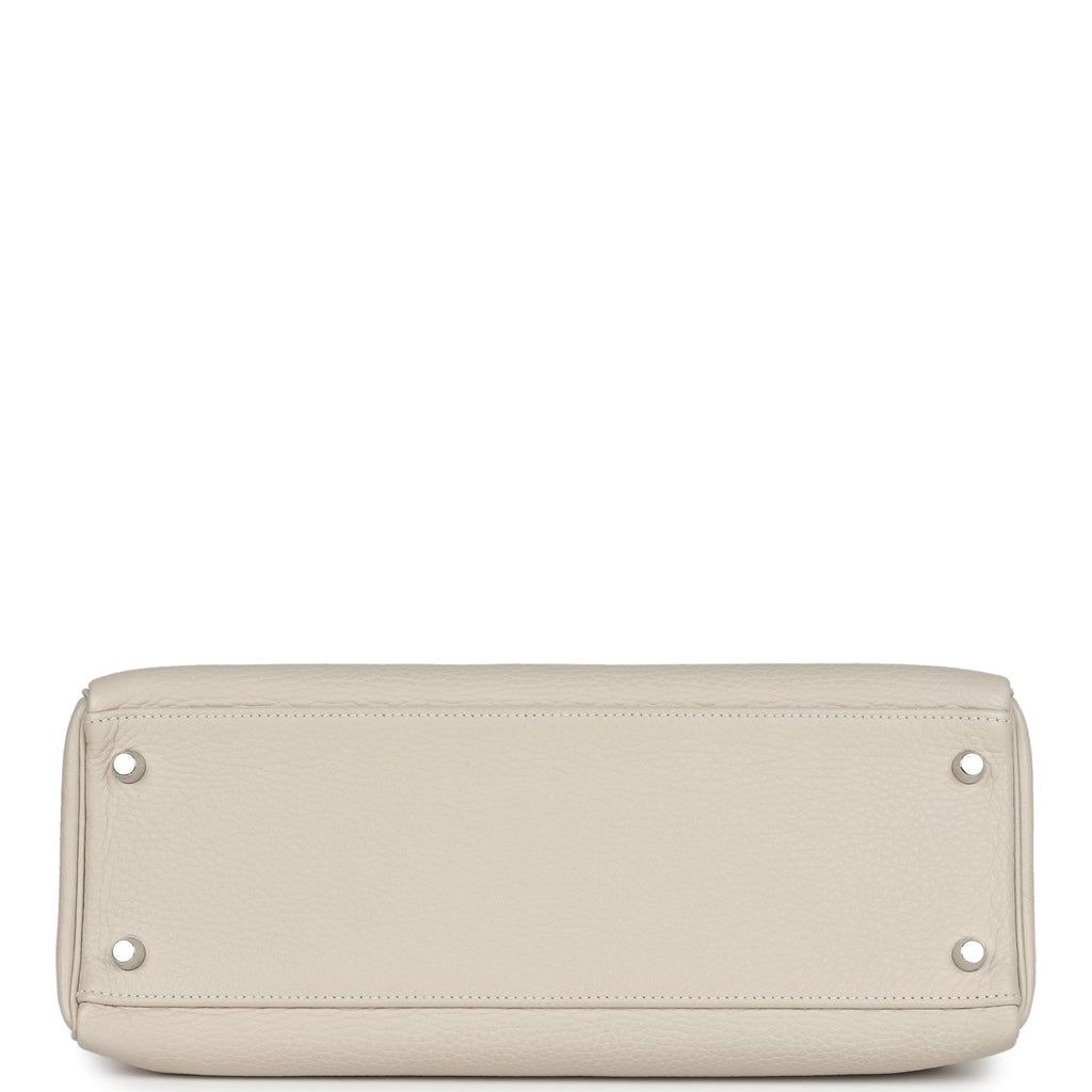 New Hermes Kelly Retourne 32 Craie Togo Palladium Hardware