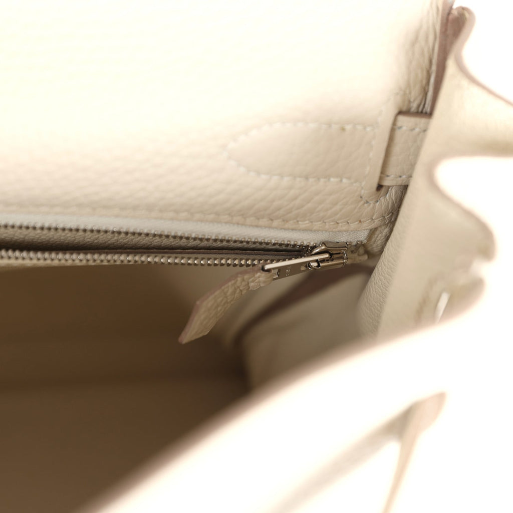 New Hermes Kelly Retourne 32 Craie Togo Palladium Hardware