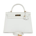 Hermes Kelly Sellier 32 White Epsom Gold Hardware