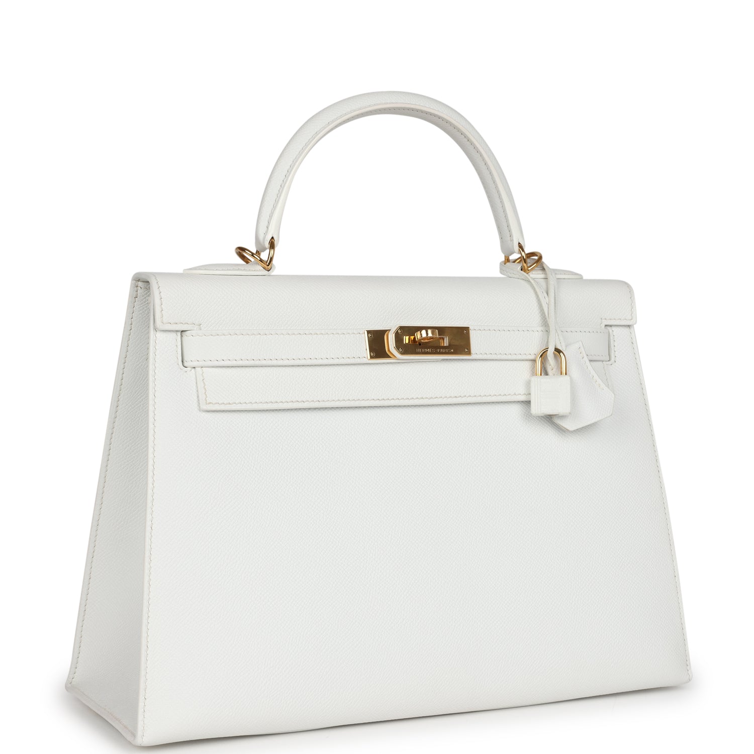 Hermes Kelly Sellier 32 White Epsom Gold Hardware