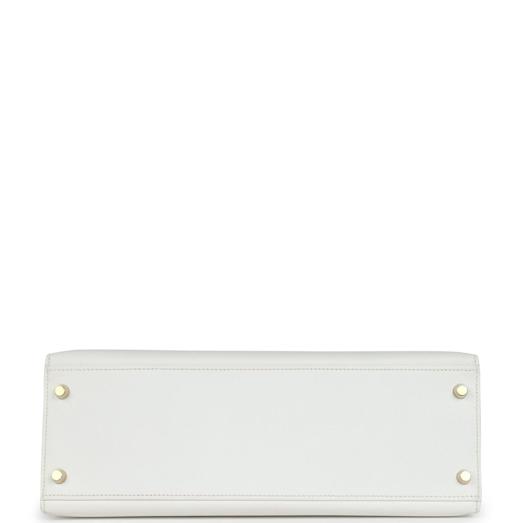 Hermes Kelly Sellier 32 White Epsom Gold Hardware