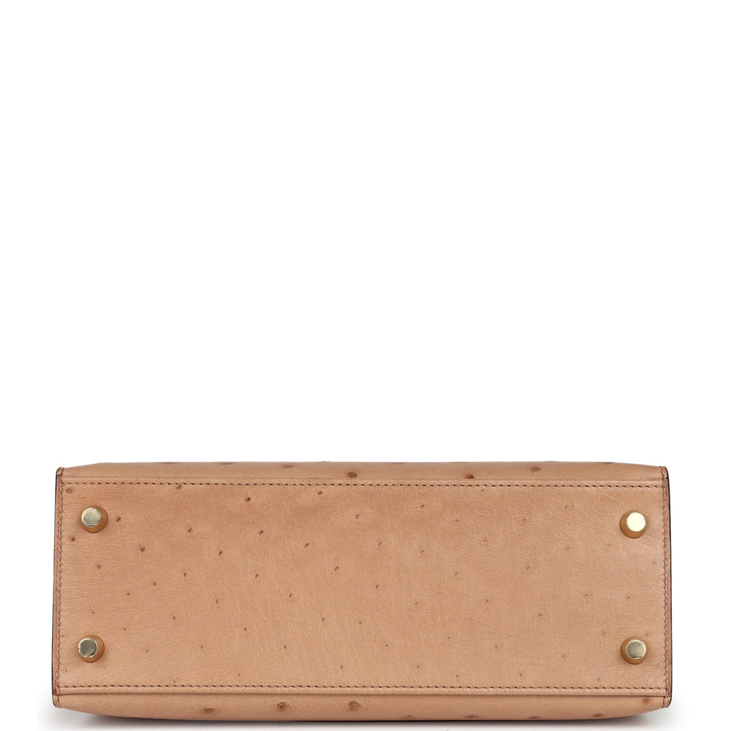 Hermes Kelly Sellier 25 Chai Ostrich Gold Hardware
