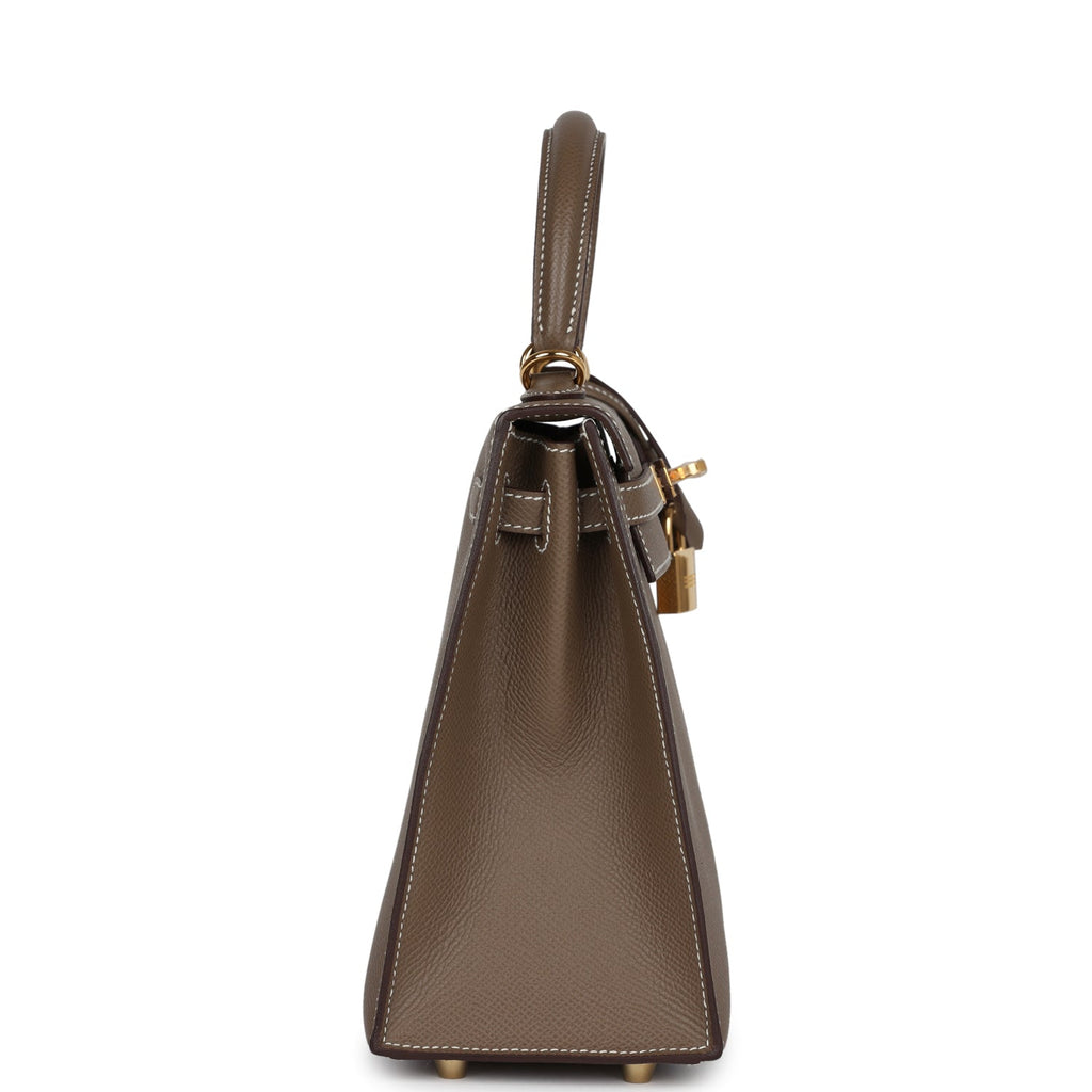 New Hermes Kelly Sellier 25 Etoupe Epsom Gold Hardware