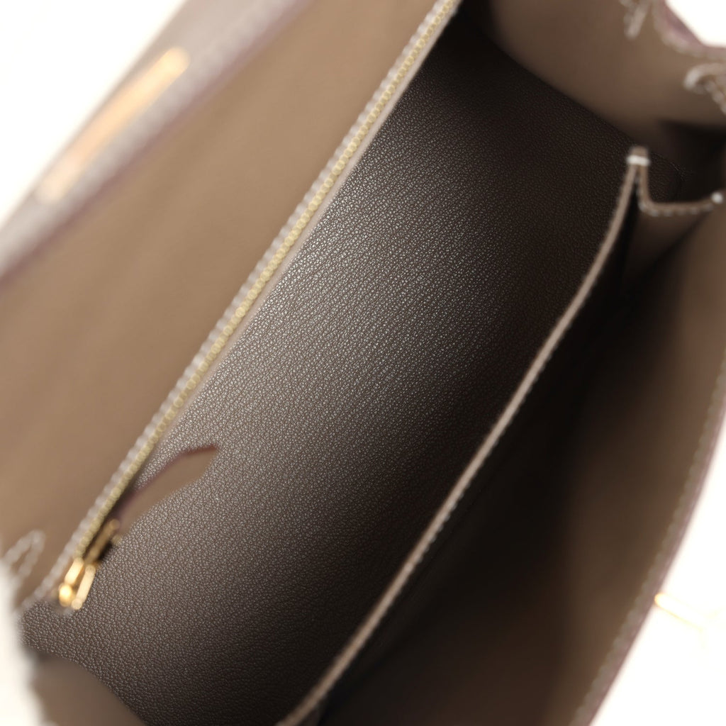 New Hermes Kelly Sellier 25 Etoupe Epsom Gold Hardware