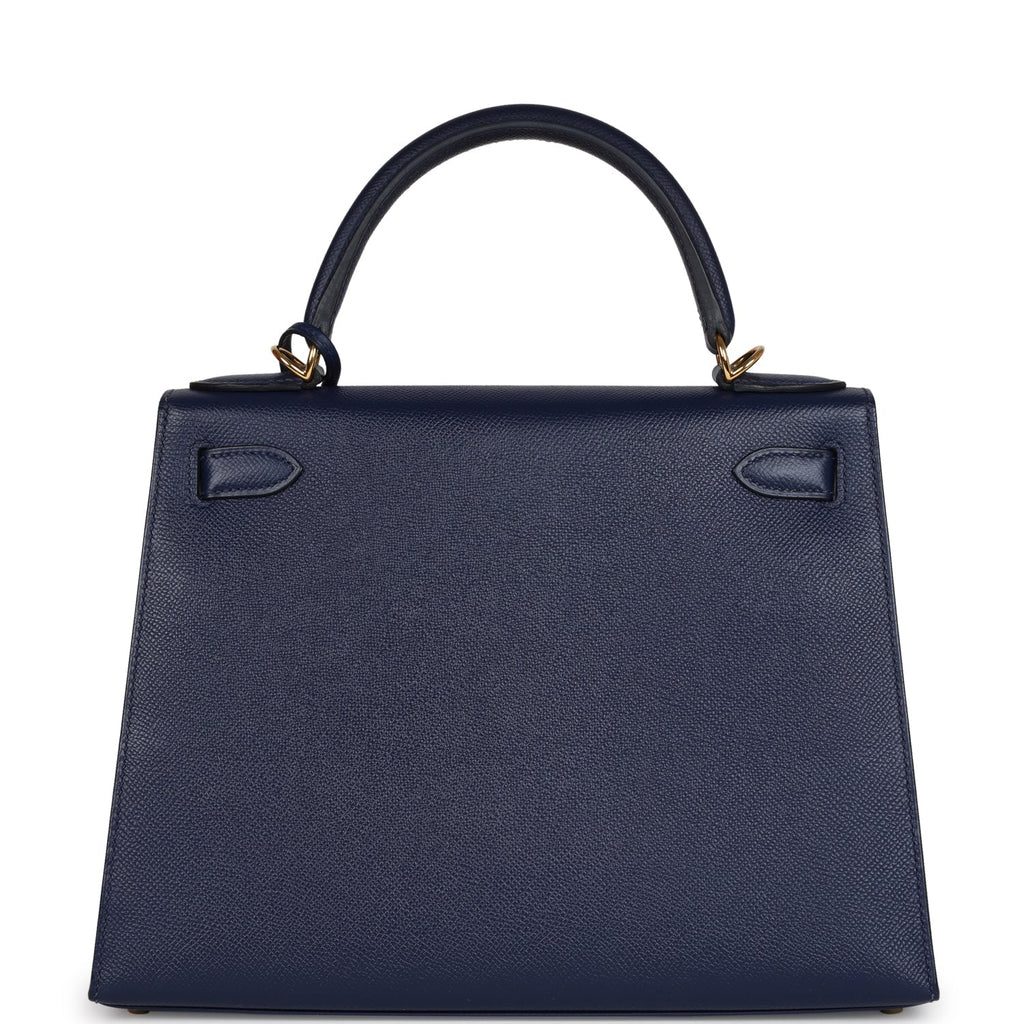 Pre-owned Hermes Kelly Sellier 28 Bleu Saphir Epsom Gold Hardware
