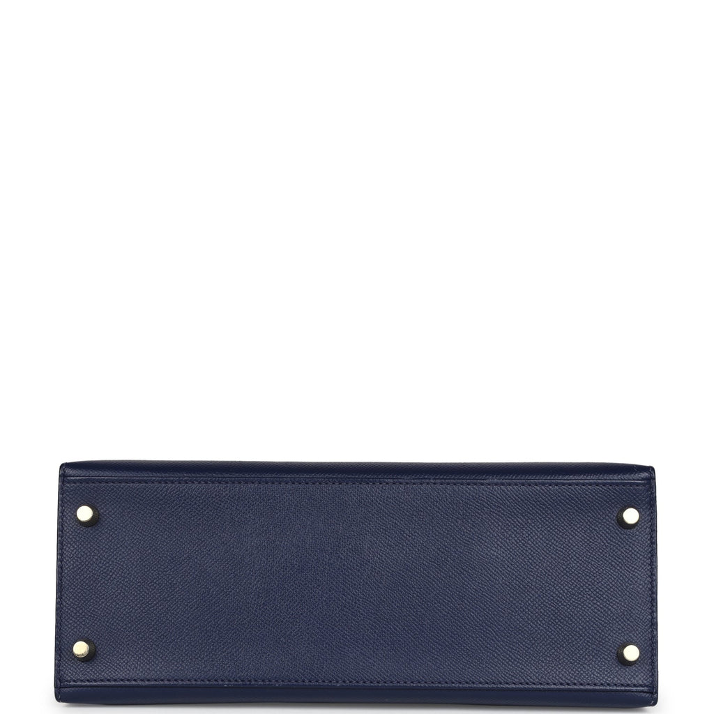 Pre-owned Hermes Kelly Sellier 28 Bleu Saphir Epsom Gold Hardware