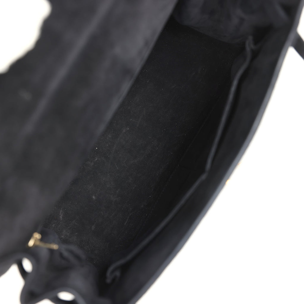 New Hermes Kelly Sellier 28 Black Doblis Gold Hardware