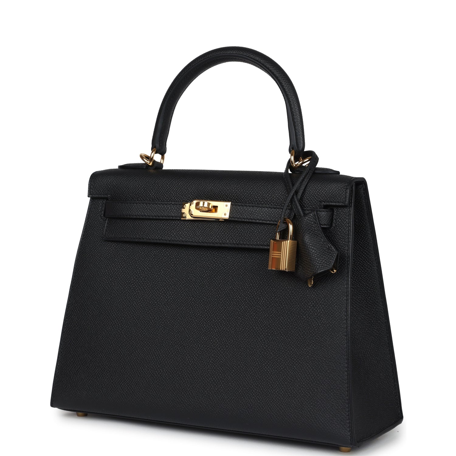Hermes Kelly Sellier 25 Black Epsom Gold Hardware
