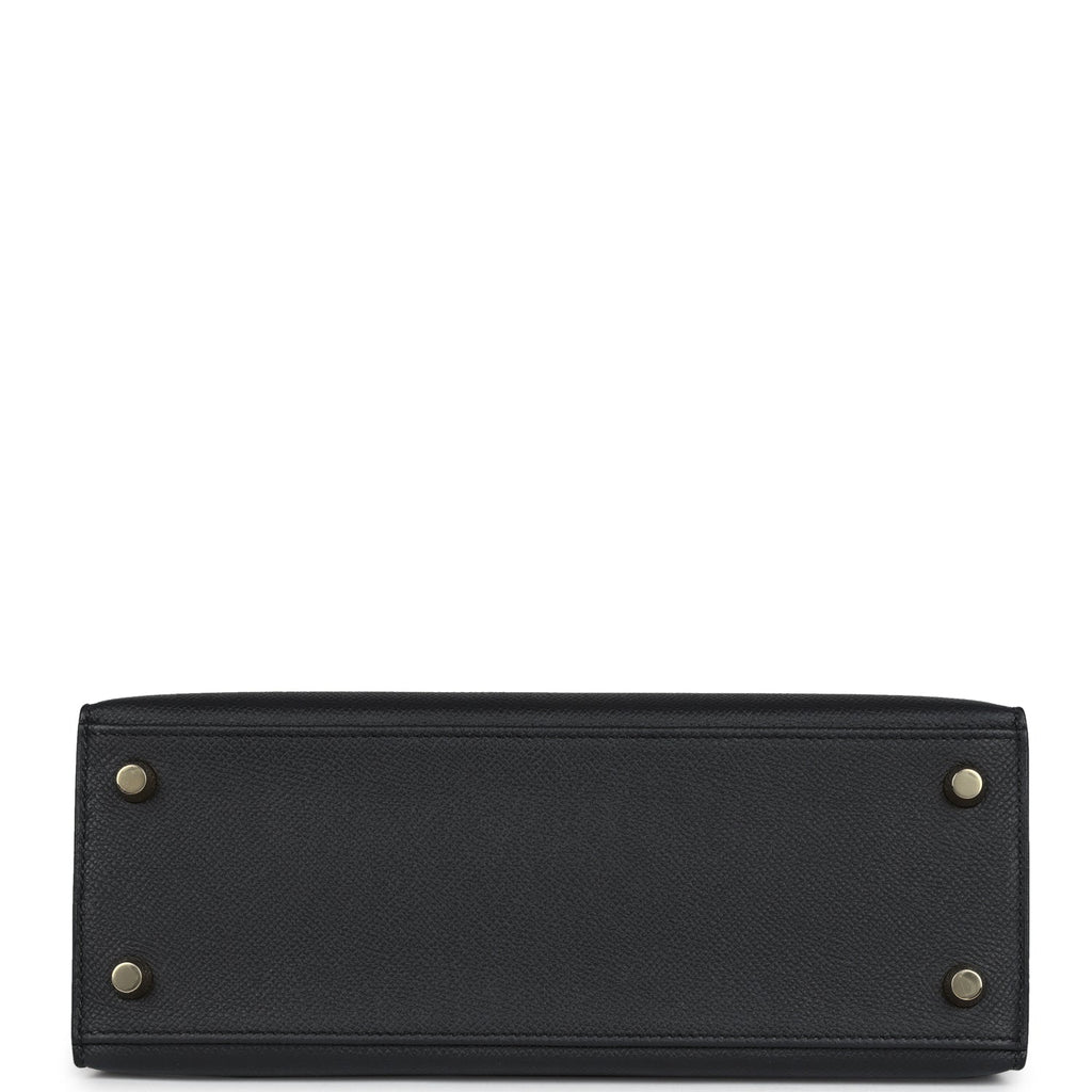 Hermes Kelly Sellier 25 Black Epsom Gold Hardware