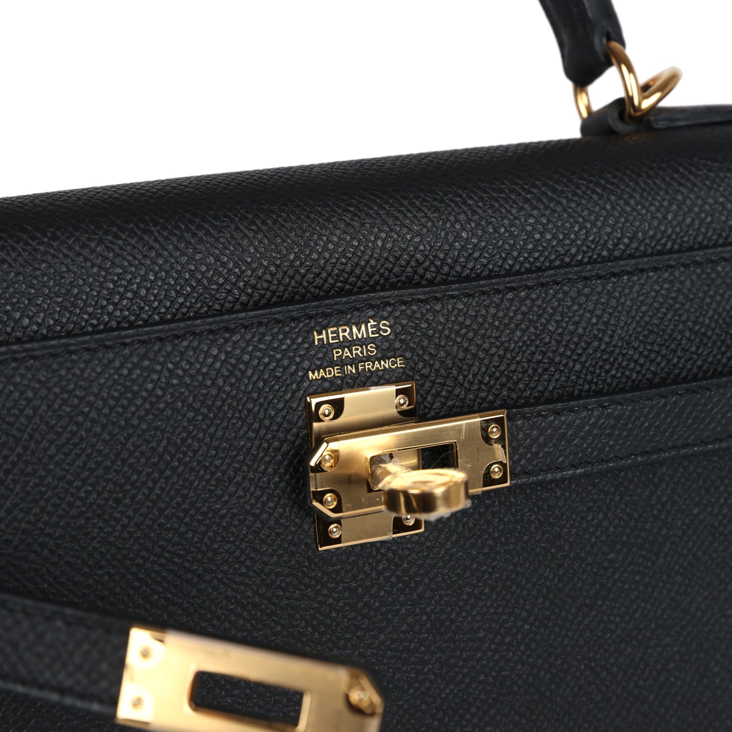 Hermes Kelly Sellier 25 Black Epsom Gold Hardware