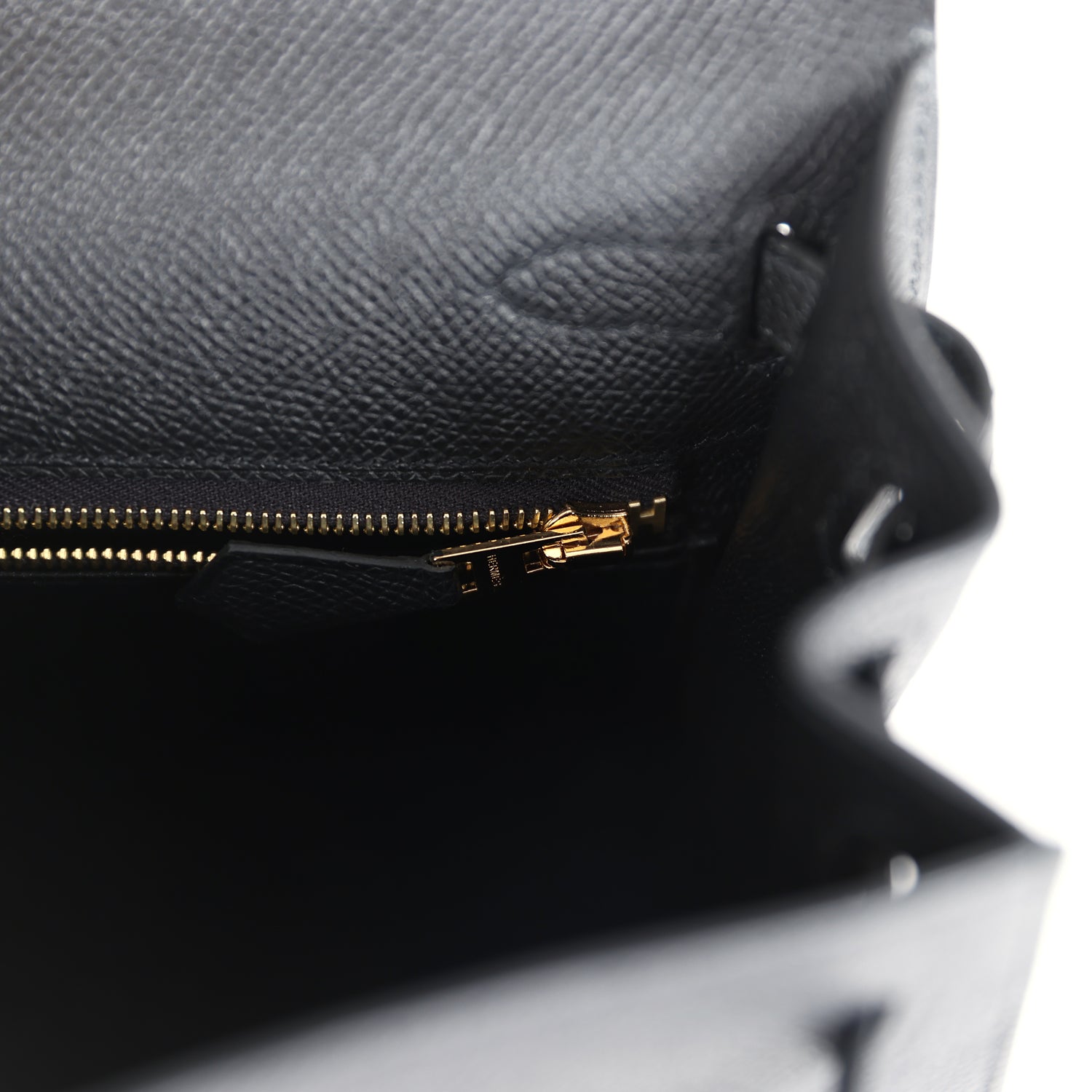 Hermes Kelly Sellier 25 Black Epsom Gold Hardware
