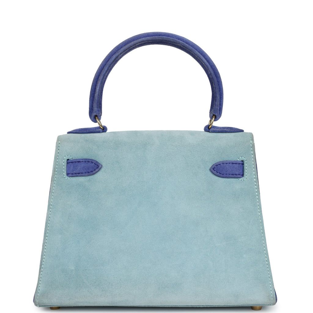 New Hermes Kelly Sellier 20 Bleu Electric and Aqua Doblis Gold Hardware