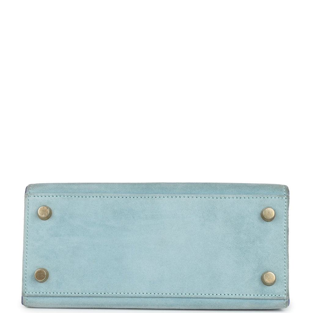New Hermes Kelly Sellier 20 Bleu Electric and Aqua Doblis Gold Hardware