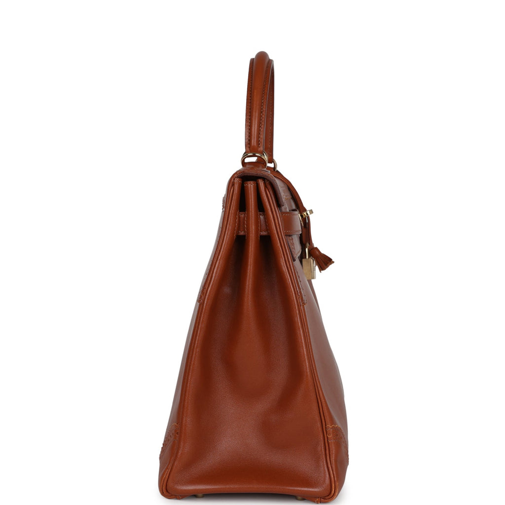 Hermes Ghillies Kelly Retourne 35 Fauve Tadelakt Permabrass Hardware