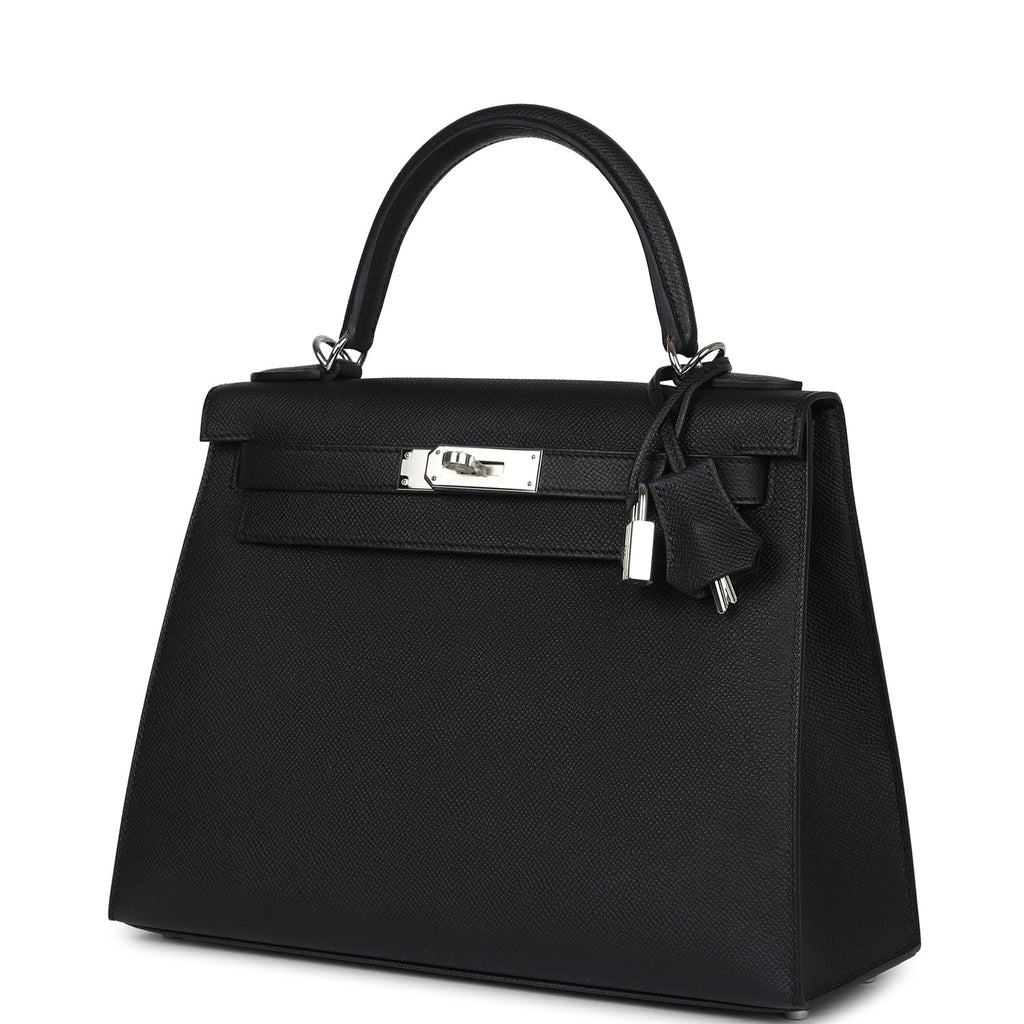 Hermes Kelly Sellier 28 Black Epsom Palladium Hardware