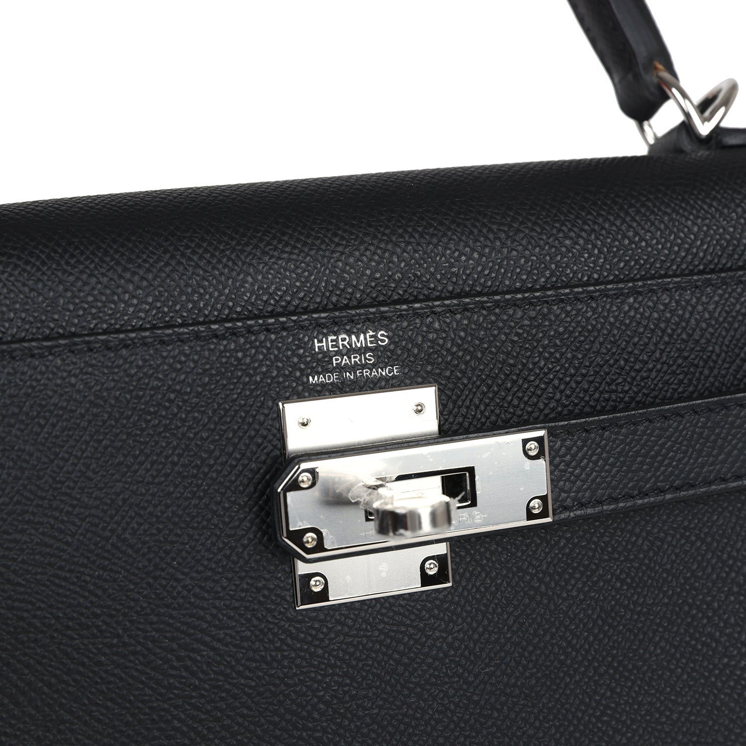 Hermes Kelly Sellier 28 Black Epsom Palladium Hardware