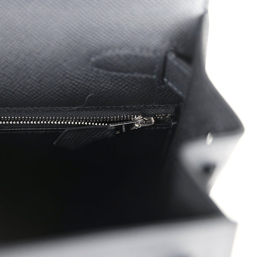 Hermes Kelly Sellier 28 Black Epsom Palladium Hardware