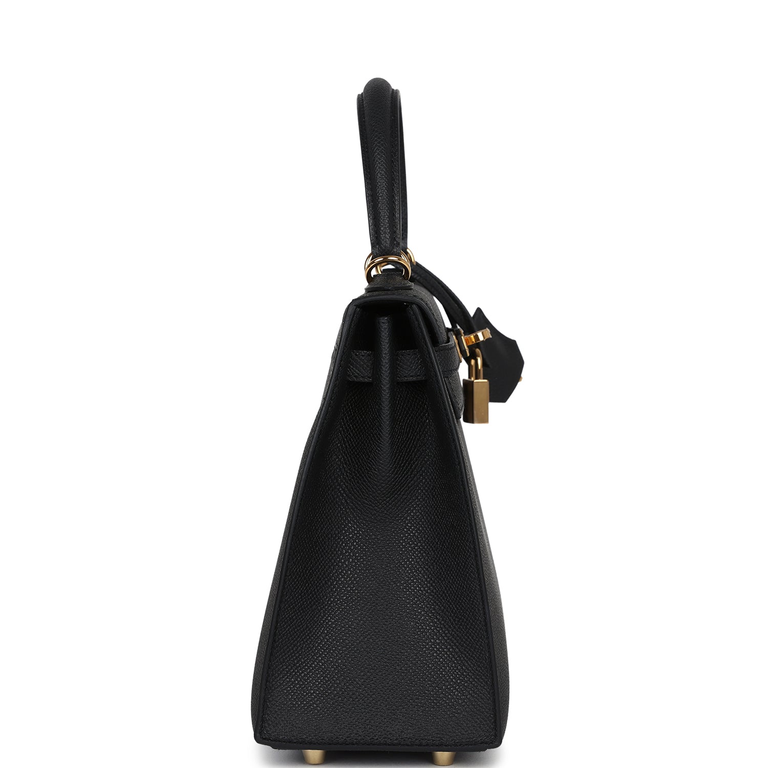 Hermes Kelly Sellier 25 Black Epsom Gold Hardware
