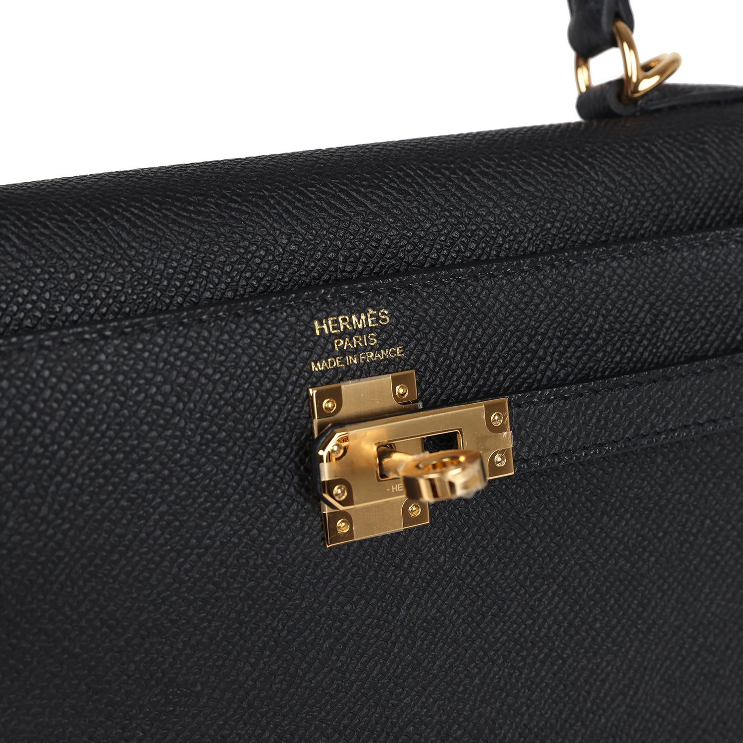 Hermes Kelly Sellier 25 Black Epsom Gold Hardware