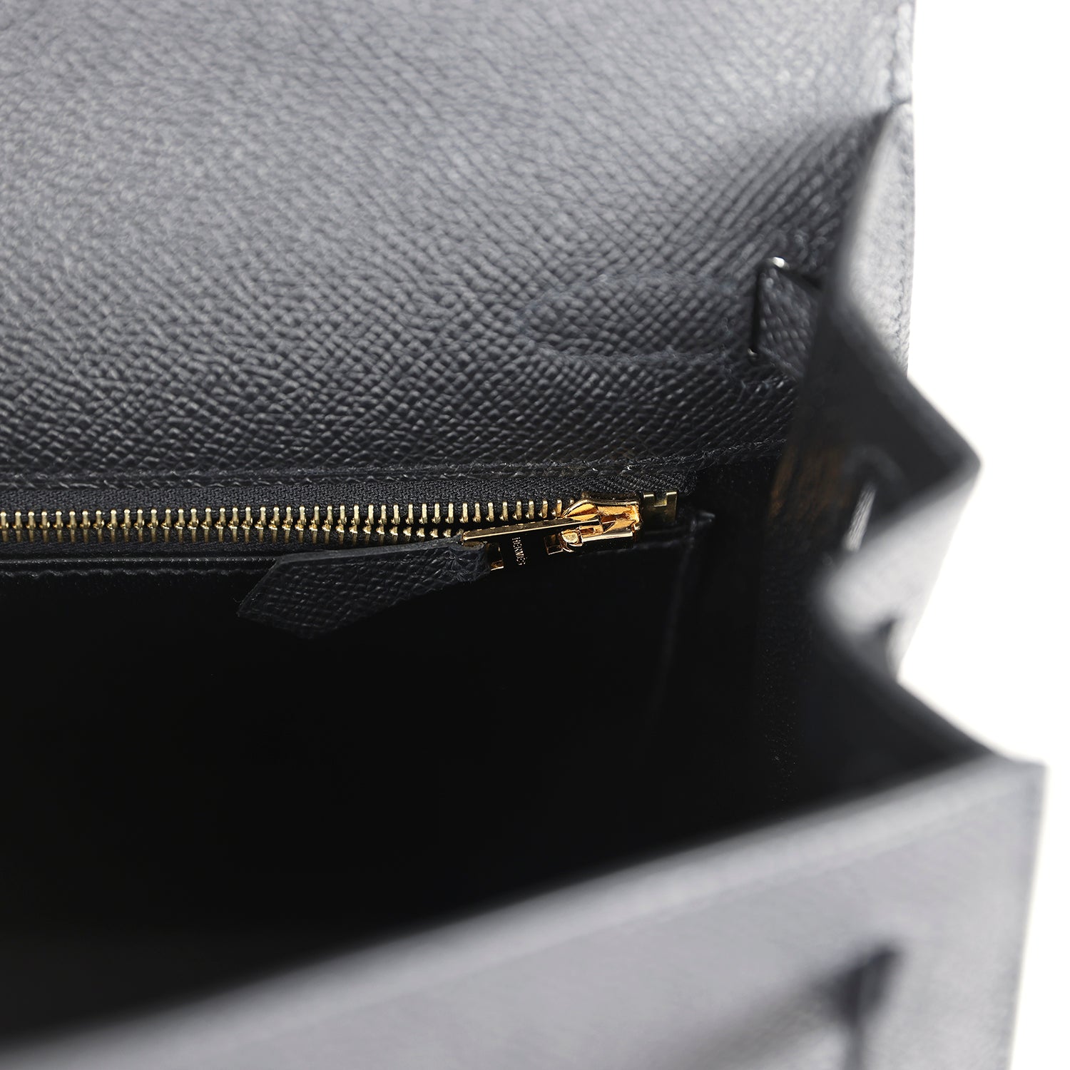 Hermes Kelly Sellier 25 Black Epsom Gold Hardware