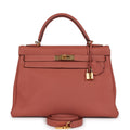 Pre-owned Hermes Kelly Retourne 32 Rosy Togo Gold Hardware